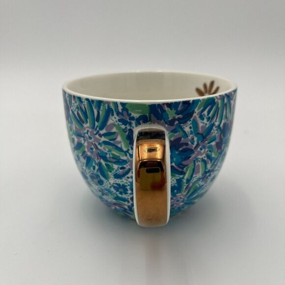 Lilly Pulitzer Blue Floral Ceramic Coffee Mug Set of Two - Picture 9 of 15